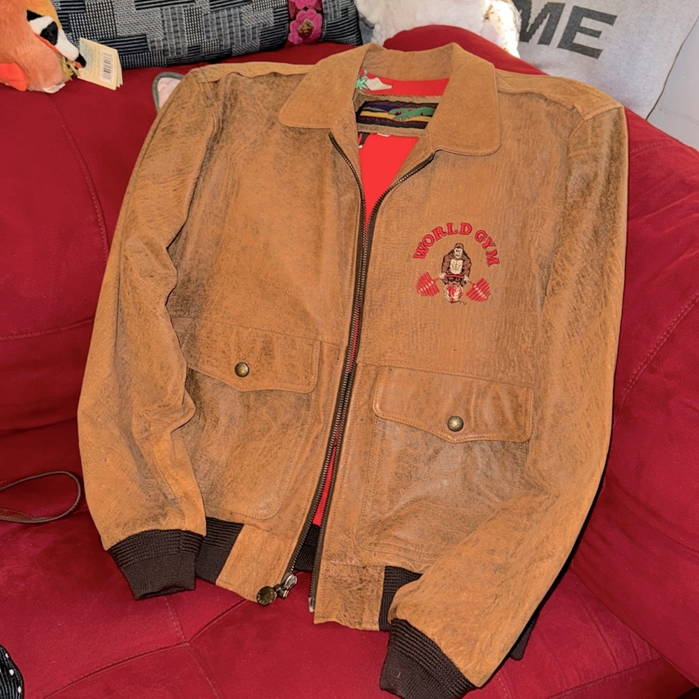RARE Tony Nowak custom World Gym leather jacket